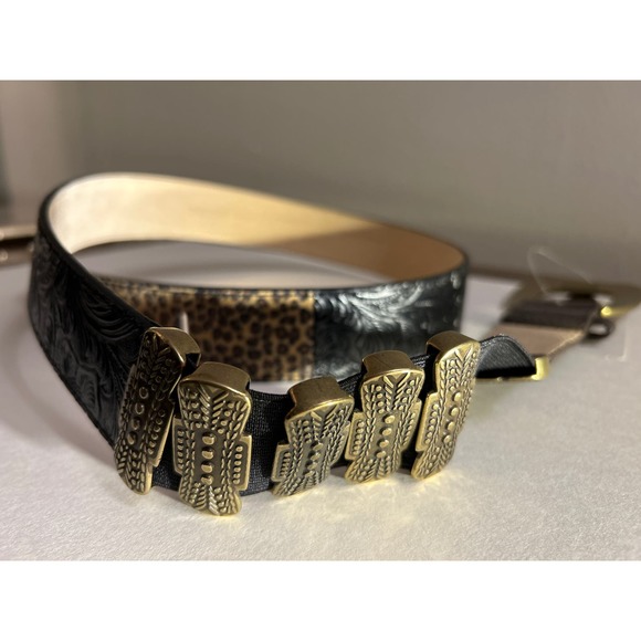 Chicos genuine leather belt 79984 Leopard Print Embossed Leather and Brass NWT - Picture 5 of 10